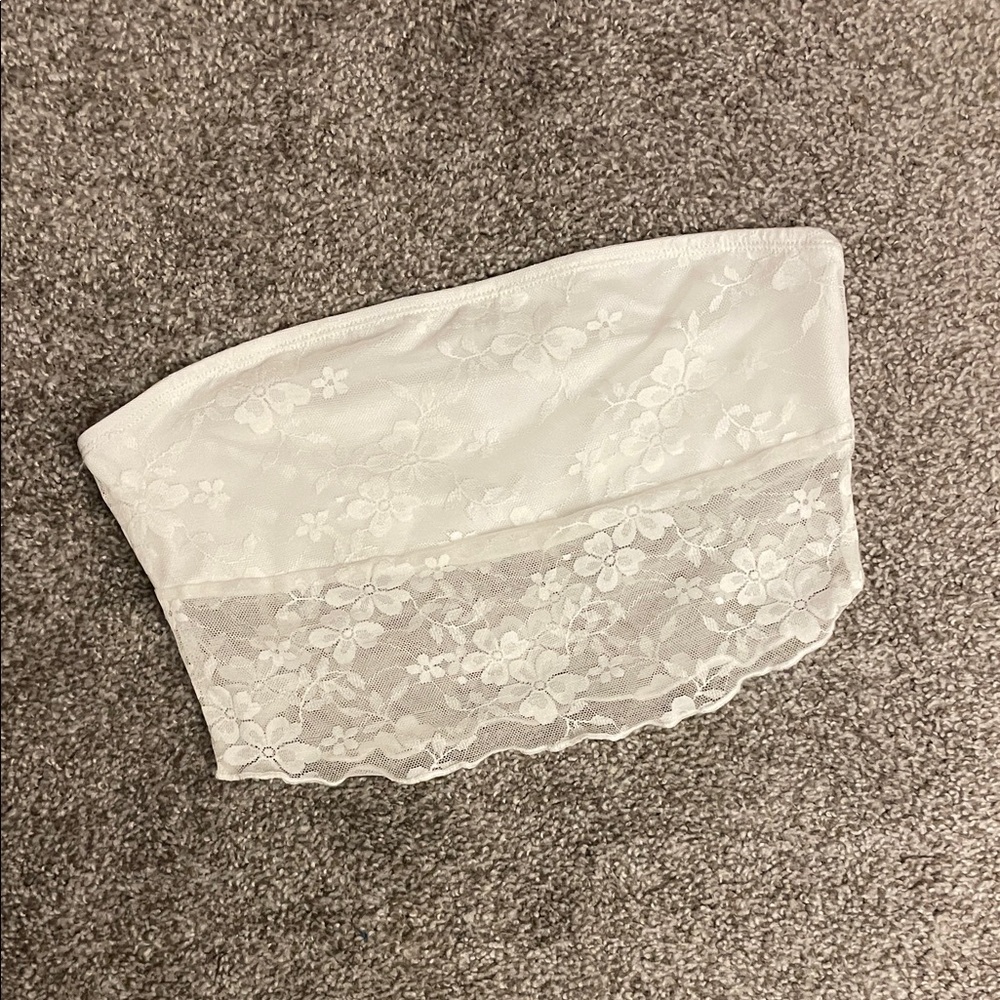 SHEIN White Floral Lace Bandeau